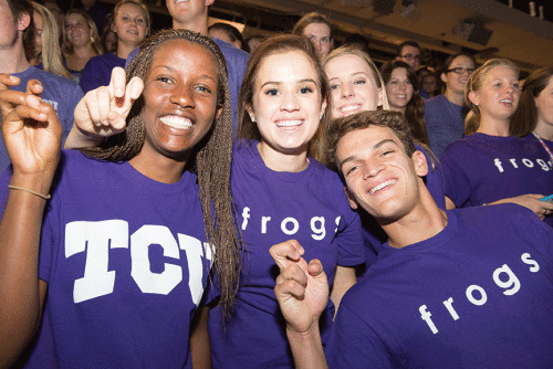 Frog family, TCU freshmen, how to belong in college