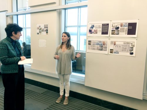 Sarah Segar presents her TCU library design ideas. Photo by Amy Roehl