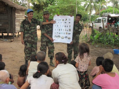 Cambodian Self-Help Demining (CSHD) conducts classes to educate villagers
