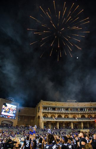 What better way to celebrate Coach Patterson's 150th W with TCU than a fireworks show? Photo by Glen E. Ellman