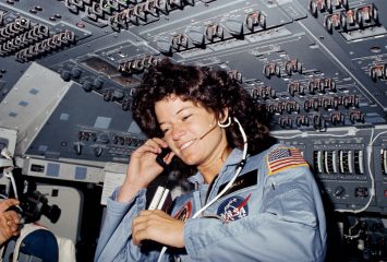 Seen on the flight deck of the space shuttle Challenger, astronaut Sally K. Ride became the first American woman in space on June 18, 1983, at age 32. DPA picture alliance archive / Alamy Stock Photo