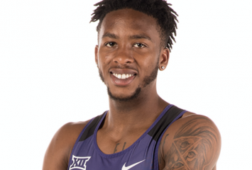 Scotty Newton in TCU track and field jersey and shorts. Photo by Glen E. Ellman