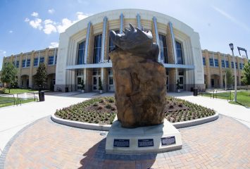 TCU Horned Frog Statue in front of Schollmaier Arena in Fort Worth, Texas on June 27, 2018. (Photo by/Sharon Ellman)
