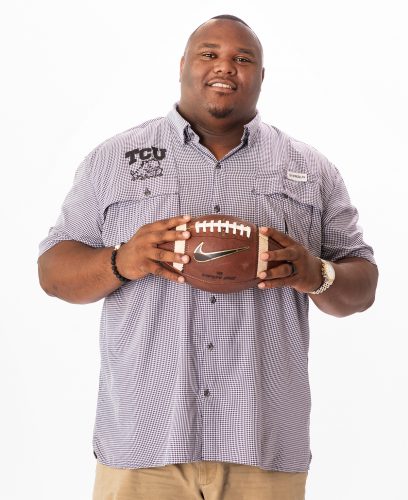 Zarnell Fitch is the defensive line coach for the TCU football team. Photo by Glen E. Ellman