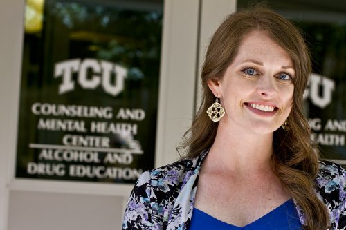 Caroline Albritton, a program specialist in TCU's Office of Alcohol and Drug Education, runs a program to help with student recovery. Photo by Mark Graham