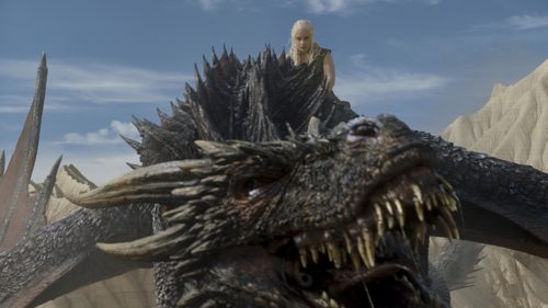 Daenerys Targaryen (Emilia Clarke) with one of her dragons. Courtesy of HBO