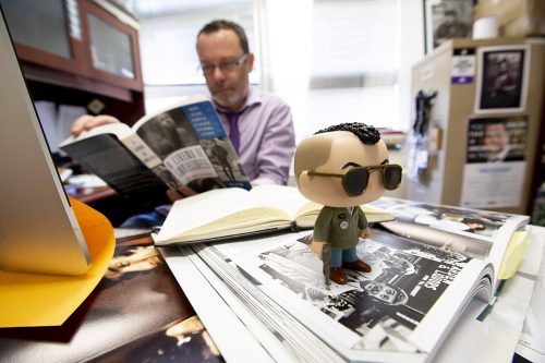 R. Colin Tait calls this pop figure of Travis Bickle (from Taxi Driver) his muse and patron saint for the writing of his book. Photo by Joyce Marshall