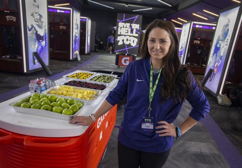 Brooke Helms manages all of the dietary needs of student athletes at TCU. She provides all of their fuel so they're game-day ready. Photo by Glen E. Ellman