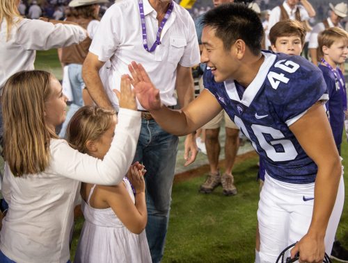 Jonathan Song closed last season with a game-winning 27-yard field goal in overtime to give TCU a 10-7 victory against Cal in the Cheez-It Bowl. TCU is relying on him again this season. Photo by Glen E. Ellman