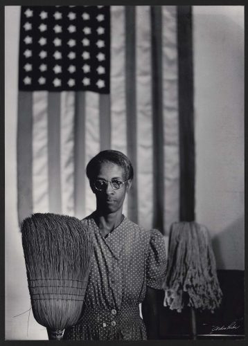 Ella Watson is the subject of "American Gothic" (1942). Frederick Gooding Jr. used the photo of the Farm Security Administration janitor on the cover of his book about inequities in the federal workforce. Courtesy of Library of Congress | Photo by Gordon Parks