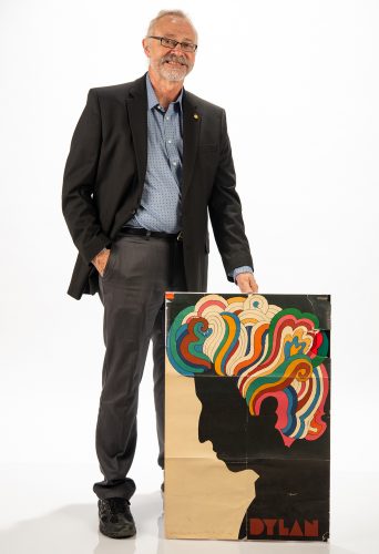 Lewis Glaser is the chair of the new Department of Design. This Milton Glaser poster inspired his interest in graphic design. Photo by Glen E. Ellman