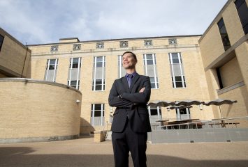 TCU assistant professor of physics Anton Naumov, who studies how nanomaterials can indicate bodily environments hospitable to cancer cells, is photographed outside Winton-Scott Hall, Wednesday, August 8, 2018 on the TCU campus in Fort Worth, Texas.
