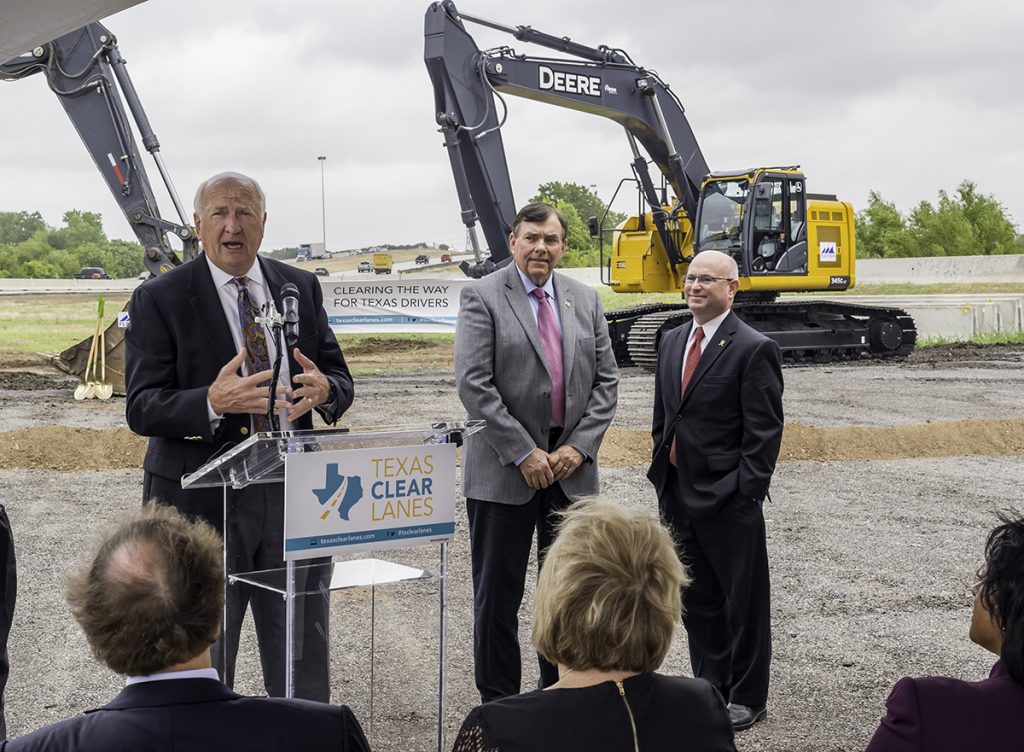 Dennis Shingleton speaks at a groundbreaking for additional road lanes in Fort Worth's growing north side. Courtesy of Dennis Shingleton