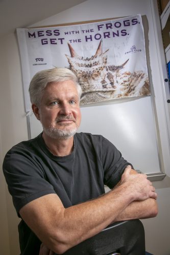 Dr. Dean Williams, professor of biology in TCU's College of Science and Engineering, studies horned lizards and is working to reintroduce them back into the wild. Photo by Rodger Mallison, October 8, 2019