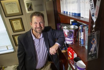 Dr. Mark Houston, TCU Professor of Marketing in his office at the Neeley School of Business.