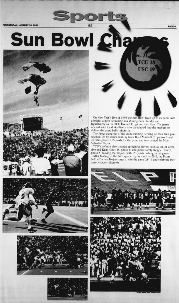 The Skiff declared TCU's Sun Bowl win. Courtesy of TCU Special Collections
