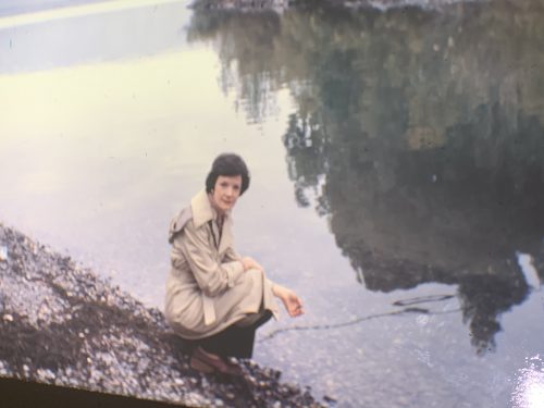 Sue Monk Kidd kept this photo of herself at the Jordan River. She traveled to Israel, Jordan and Egypt with her mother and aunt in December 1979 and January 1980. The travel journal and photos came in handy during her writing process. Courtesy of Sue Monk Kidd