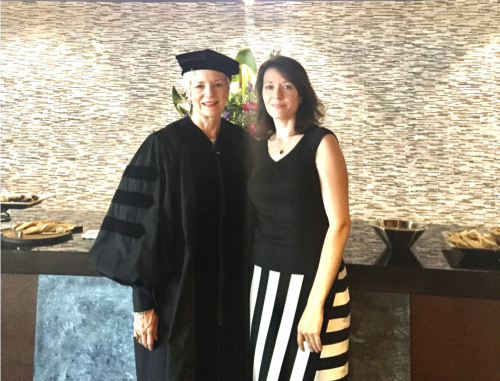 Sue Monk Kidd and her daughter Ann celebrated TCU conferring an honorary doctor of letters degree on Kidd in 2016. Courtesy of Sue Monk Kidd