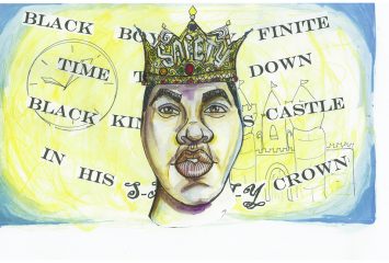 Illustration of Botham Jean wearing a crown with the word SAFETY on it.