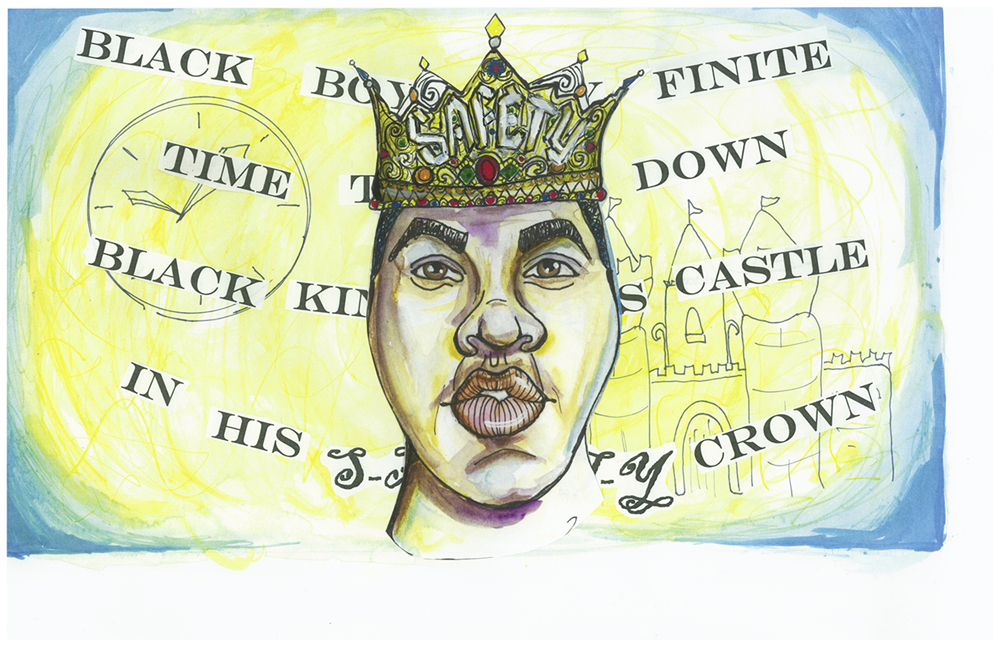 Illustration of Botham Jean wearing a crown with the word SAFETY on it.