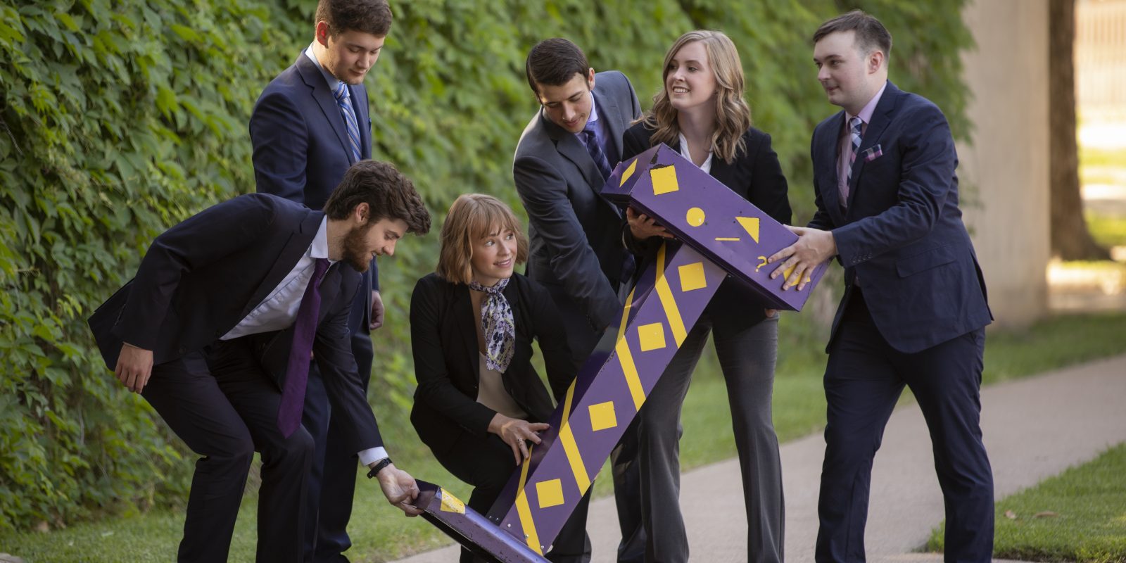 The TCU Forensic Speech & Debate team from left, Matthew Gill; Ryan Debish; Isabel Dunkleberger; Kyle Deer; Sarah Douglass; Logan Gibbs on May 7, 2021. TCU’s forensic speech and debate team has a great national record. It was reenergized about 6 years ago under the direction of Amorette Hinderaker, convener of debates and associate professor of communications. They're still debating competitively, but over Zoom. Photo by Joyce Marshall
