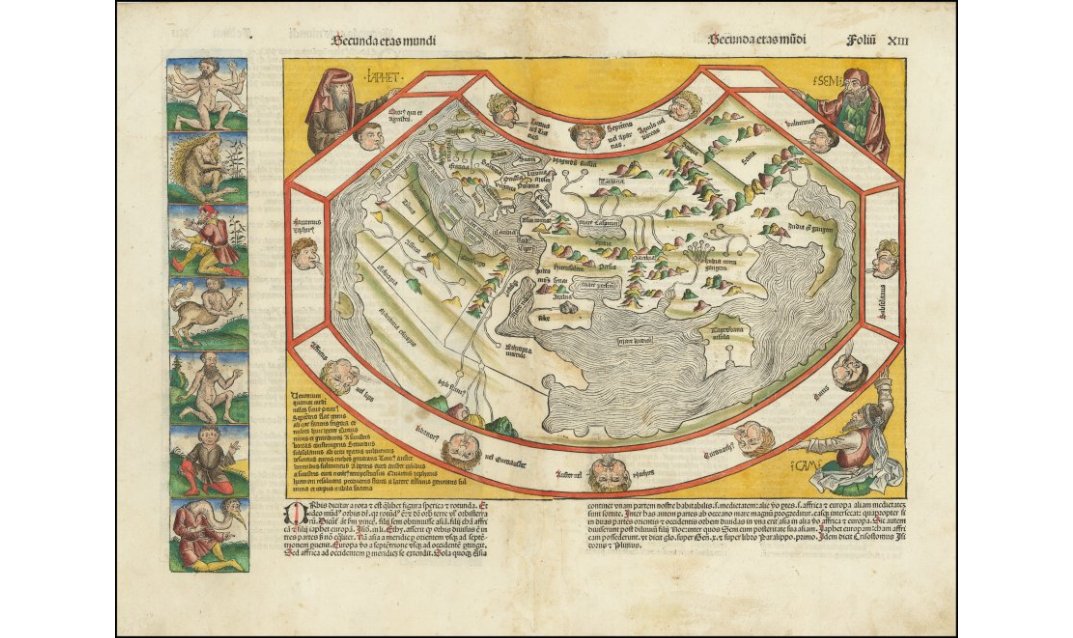 Rare 1493 world map from Liber Chronicarum