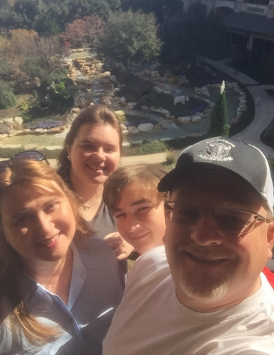 Monica, Madi, EJ and Ed Ferris pose for a family selfie on vacation. Courtesy of Ed Ferris