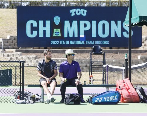 TCU vs Michigan men’s tennis in Fort Worth, Texas on March 2, 2022. (Photo by/Sharon Ellman)