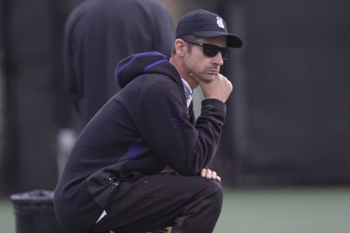 Image Taken at the Oklahoma State Cowboys vs TCU Horned Frogs Tennis Match, Thursday, April 14, 2022, Greenwood Tennis Center, Stillwater, OK. Bruce Waterfield/OSU Athletics