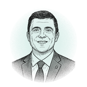 Sergio Alexander, a doctoral student in educational leadership, in a slightly blue-shaded photo illustration.