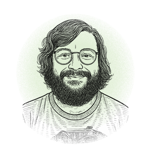 A slightly green-shaded photo illustration of TCU biology PhD student Spencer Levings