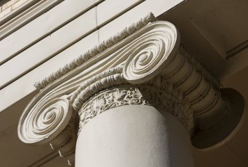 Detail of a column on an unidentified building on the TCU campus showing an Ionic capital