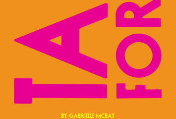 Cover of “Table for One” by Gabrielle McBay, with the title in large pink block letters arranged in two stacked rows on an orange background.